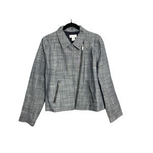 Liz Claiborne Motorcycle Style Denim Blue Jacket Women’s Size Large 100% Cotton